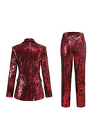Load image into Gallery viewer, 2 Piece Sparkly Red Leopard Sequin Peak Lapel Women Prom Suits