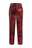 Load image into Gallery viewer, 2 Piece Sparkly Red Leopard Sequin Peak Lapel Women Prom Suits