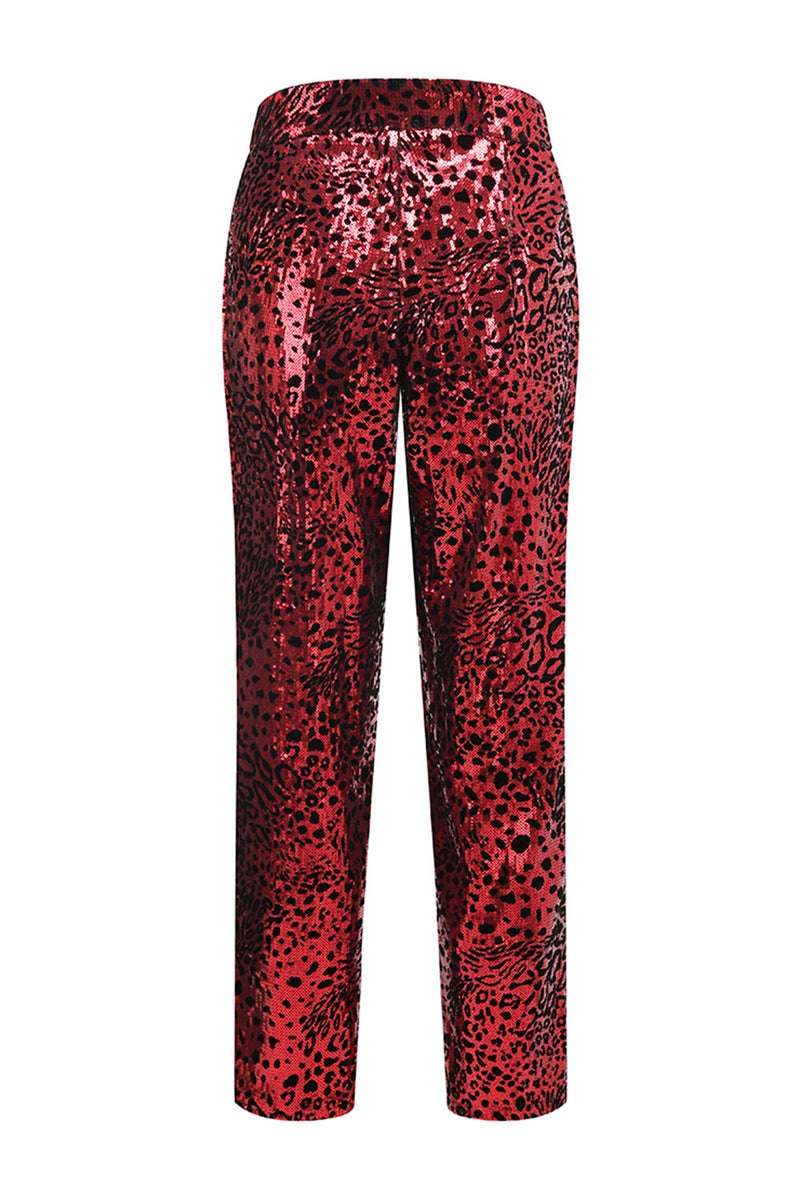 Load image into Gallery viewer, 2 Piece Sparkly Red Leopard Sequin Peak Lapel Women Prom Suits