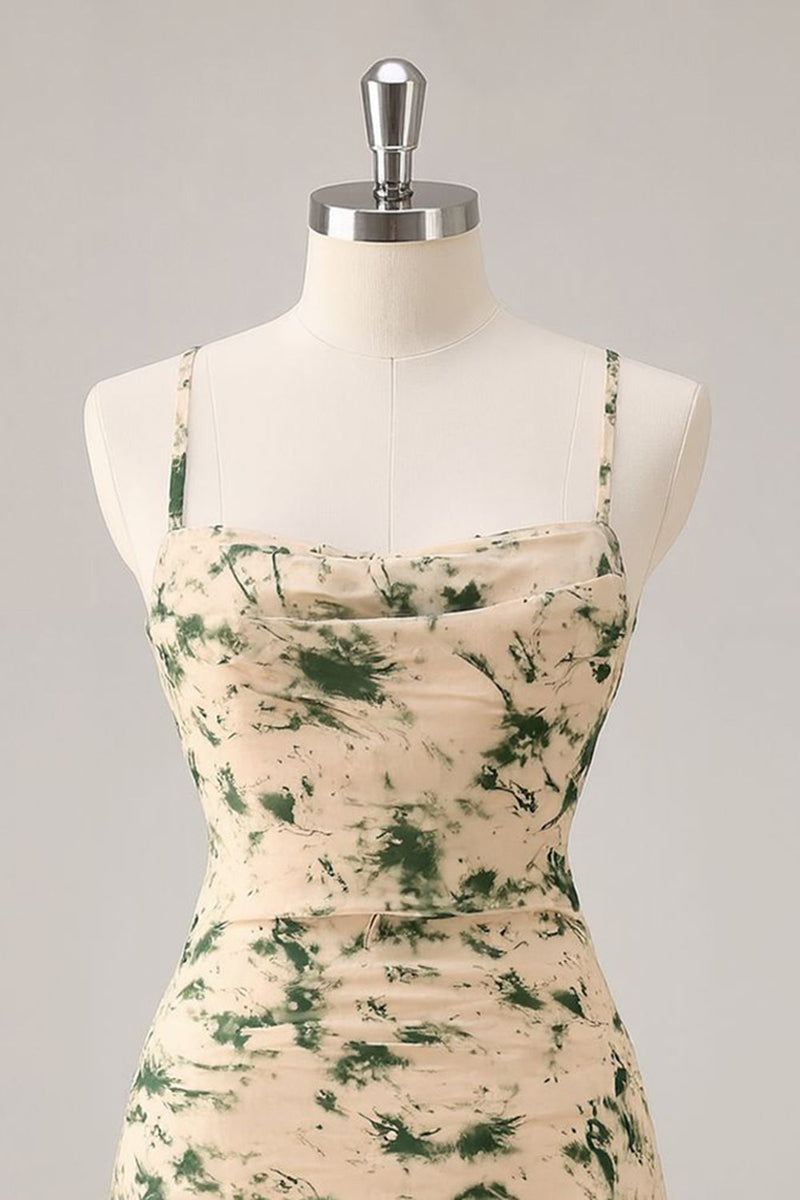 Load image into Gallery viewer, Champagne Ruched Floral Short Prom Dress with Ruffles