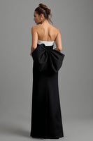 Load image into Gallery viewer, Black and White Strapless Sheath Long Formal Dress with Slit