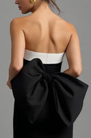 Load image into Gallery viewer, Black and White Strapless Sheath Long Formal Dress with Slit