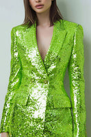 Load image into Gallery viewer, Sparkly Fluorescent Green Peak Lapel Bodycon Women Blazer