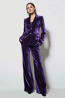 Load image into Gallery viewer, 2 Piece Dark Purple Notched Lapel Velvet Business Suits