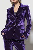 Load image into Gallery viewer, 2 Piece Dark Purple Notched Lapel Velvet Business Suits