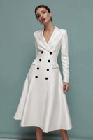 Load image into Gallery viewer, Ivory Notched Lapel A Line Midi Blazer Dress with Sleeves