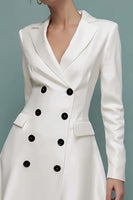 Load image into Gallery viewer, Ivory Notched Lapel A Line Midi Blazer Dress with Sleeves