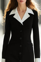 Load image into Gallery viewer, Black and White Long Sleeves Single Breasted Work Dress