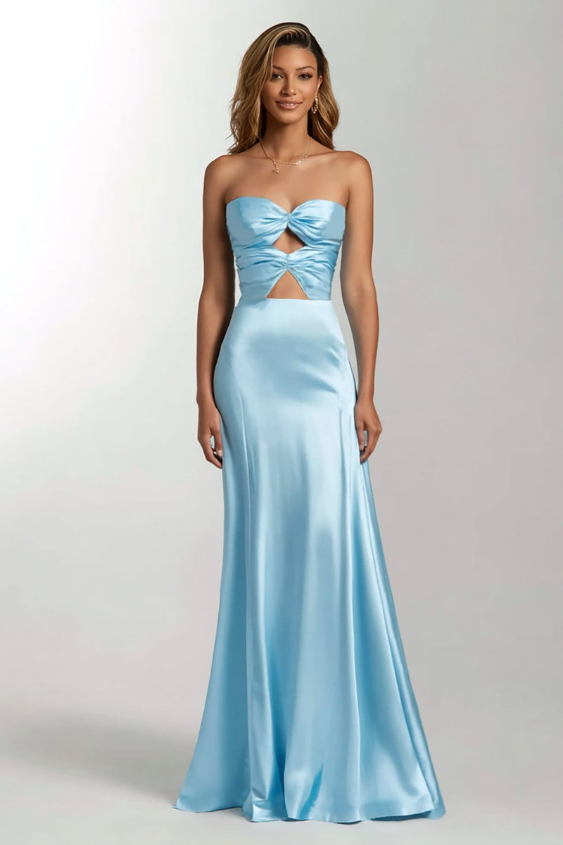 Load image into Gallery viewer, Sky Blue Sweetheart Mermaid Satin Long Formal Dress