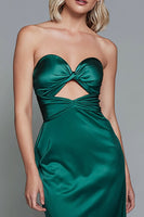 Load image into Gallery viewer, Dark Green Satin Sweetheart Sheath Ankle Length Formal Dress