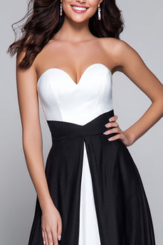 Black and White Sweetheart Patchwork Long Formal Dress