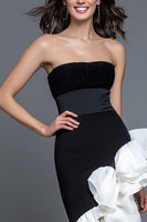 Load image into Gallery viewer, Mermaid Black and White Strapless Ruffled Formal Dress