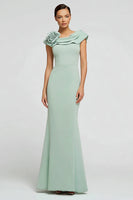 Load image into Gallery viewer, Women Mint Green Long Formal Dress with 3D Mermaid Flower Boat Neck Evening Dress