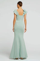 Load image into Gallery viewer, Mint Green Mermaid Boat Neck Long Formal Dress with 3D Flower