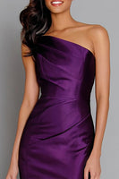Load image into Gallery viewer, Purple Mermaid One Shoulder Satin Long Formal Dress