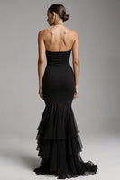 Load image into Gallery viewer, Black Mermaid Sweetheart Ruffled Long Formal Dress