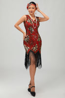 Load image into Gallery viewer, Sparkly Black Golden Fringed Sequins Flapper Dress with Beading