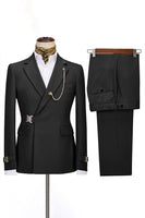 Load image into Gallery viewer, 2 Piece Notched Lapel Navy Prom Men's Suits