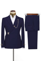 Load image into Gallery viewer, 2 Piece Notched Lapel Navy Prom Men's Suits