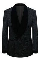Load image into Gallery viewer, Sparkly 2 Piece Navy Shawl Lapel Prom Men's Suits