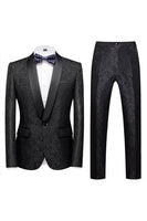 Load image into Gallery viewer, 2 Piece Jacquard Blue Shawl Lapel Prom Men's Suits