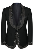 Load image into Gallery viewer, Sparkly Black 3 Piece Prom Men's Suits with Rhinestones