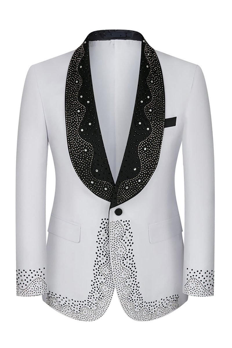 Load image into Gallery viewer, Sparkly Black 3 Piece Prom Men's Suits with Rhinestones