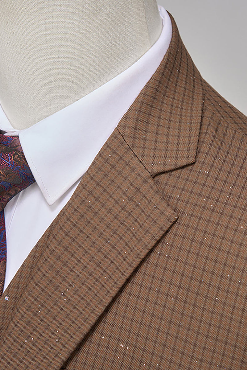 Load image into Gallery viewer, Sparkly Coffee Notched Lapel 2 Piece Prom Men's Suits