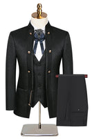 Load image into Gallery viewer, 3 Piece Khaki Jacquard Double Breasted Prom Men's Suits