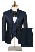 Load image into Gallery viewer, 3 Piece Khaki Jacquard Double Breasted Prom Men's Suits