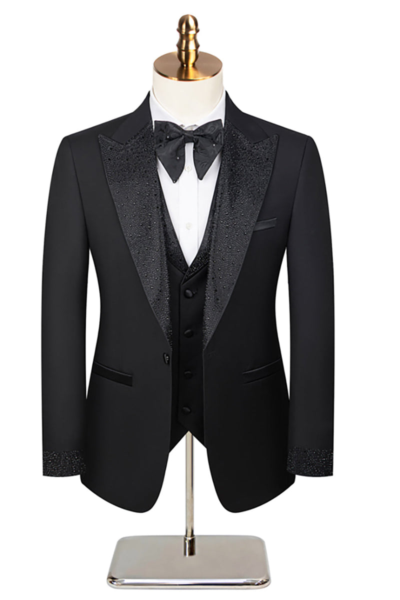 Load image into Gallery viewer, 3 Piece One Button Ivory Prom Men's Suits with Pockets