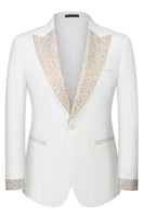 Load image into Gallery viewer, 3 Piece One Button Ivory Prom Men's Suits with Pockets