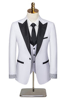 Load image into Gallery viewer, 3 Piece One Button Ivory Prom Men's Suits with Pockets