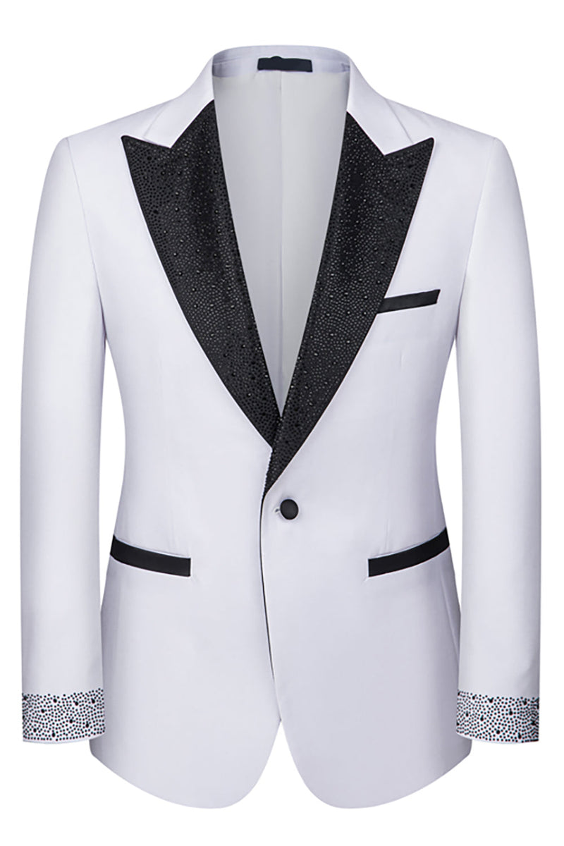 Load image into Gallery viewer, 3 Piece One Button Ivory Prom Men's Suits with Pockets