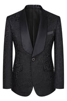 Load image into Gallery viewer, 3 Piece Dark Green Shawl Lapel Jacquard Prom Men's Suits