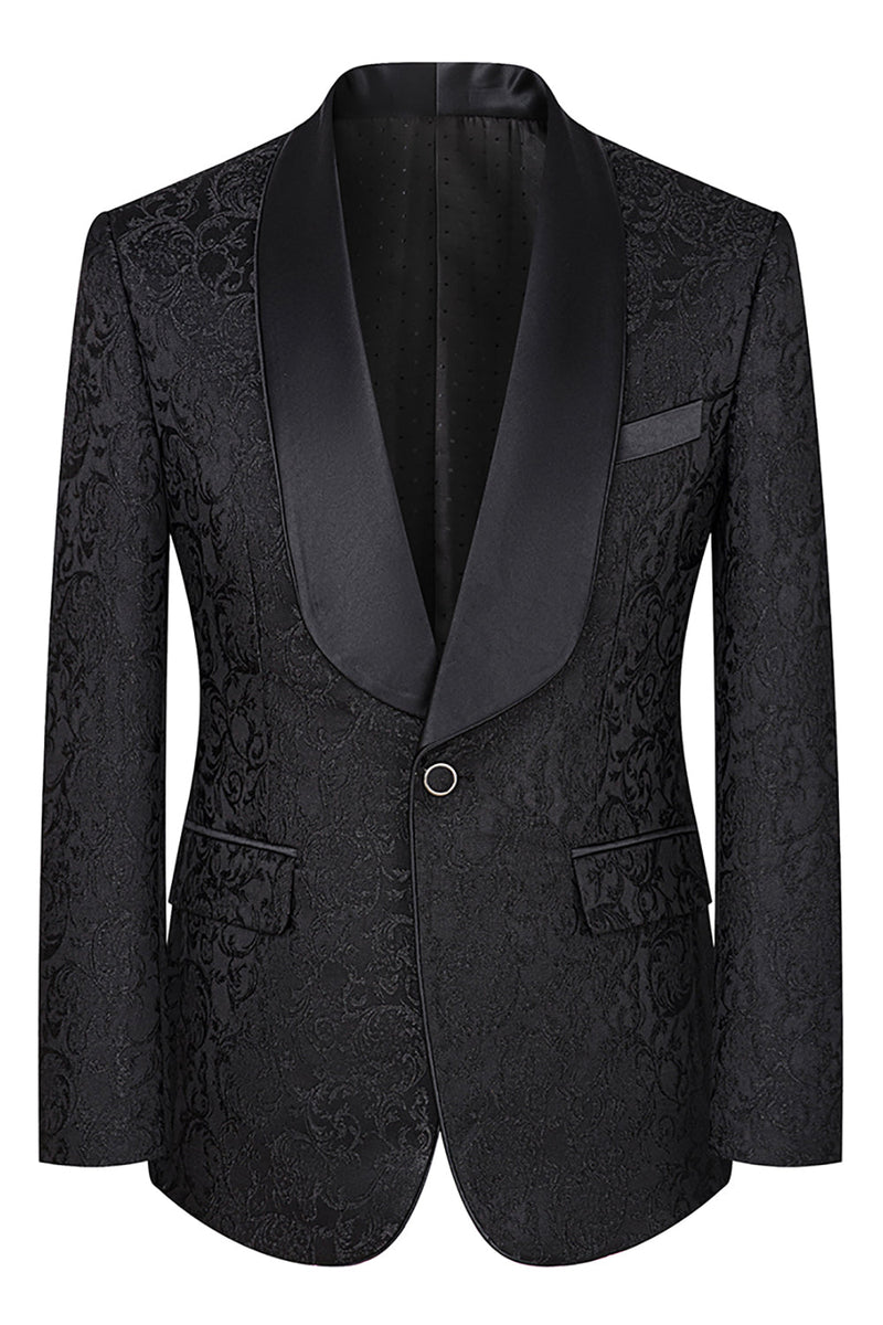 Load image into Gallery viewer, 3 Piece Dark Green Shawl Lapel Jacquard Prom Men's Suits