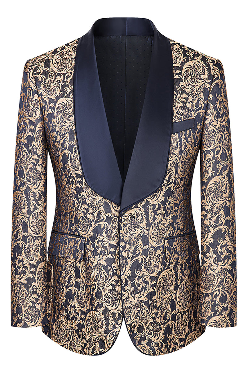 Load image into Gallery viewer, 3 Piece Dark Green Shawl Lapel Jacquard Prom Men's Suits