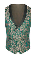 Load image into Gallery viewer, 3 Piece Dark Green Shawl Lapel Jacquard Prom Men's Suits