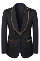 Load image into Gallery viewer, 3 Piece Black Shawl Lapel Jacquard Prom Men's Suits