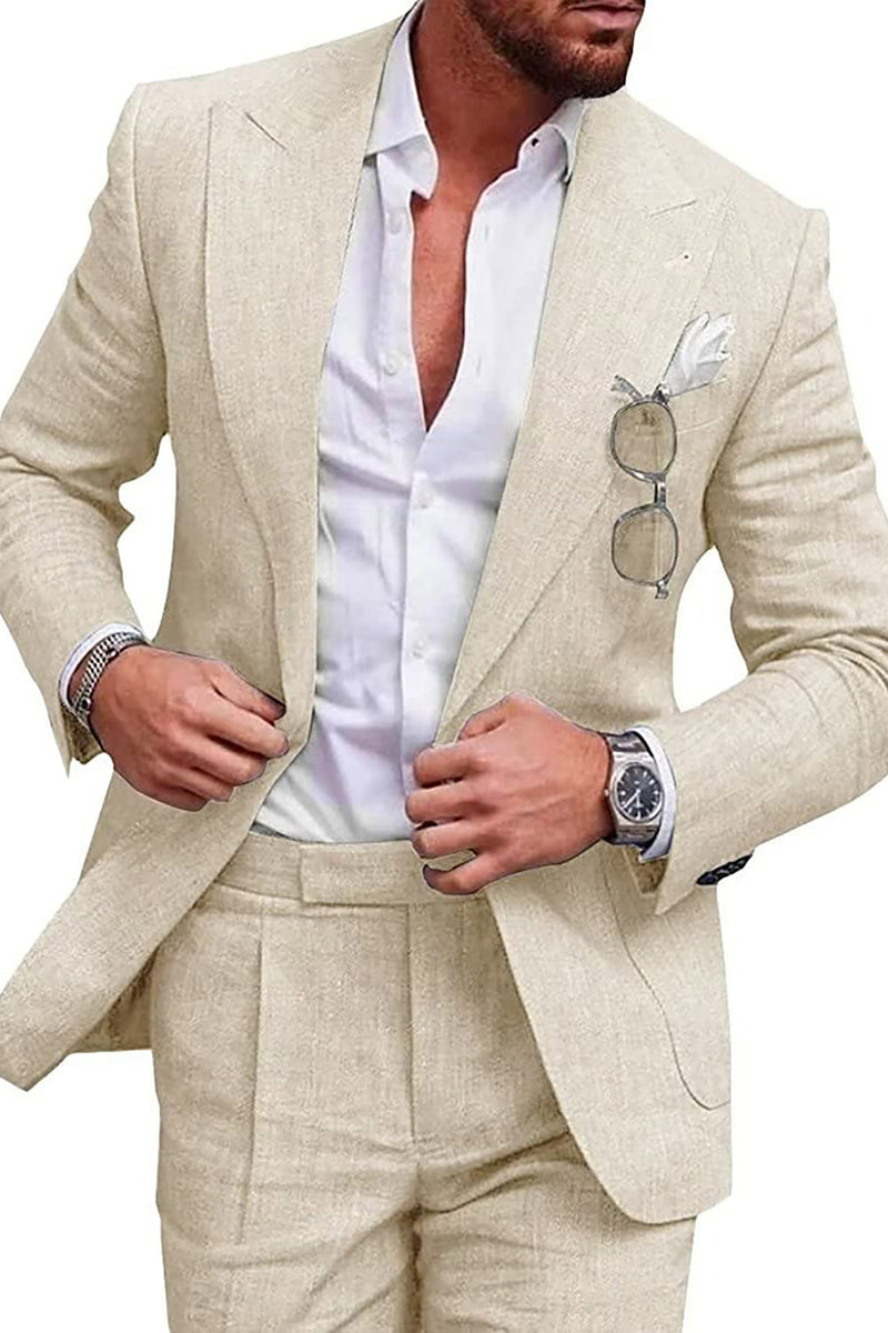 Load image into Gallery viewer, 2 Piece Green One Button Peak Lapel Prom Men's Suits