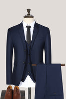 Load image into Gallery viewer, Black 3 Piece Notched Lapel Solid Prom Men's Suits