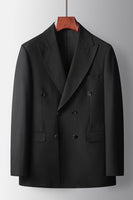 Load image into Gallery viewer, Black 2 Piece Double Breasted Peak Lapel Prom Men's Suits