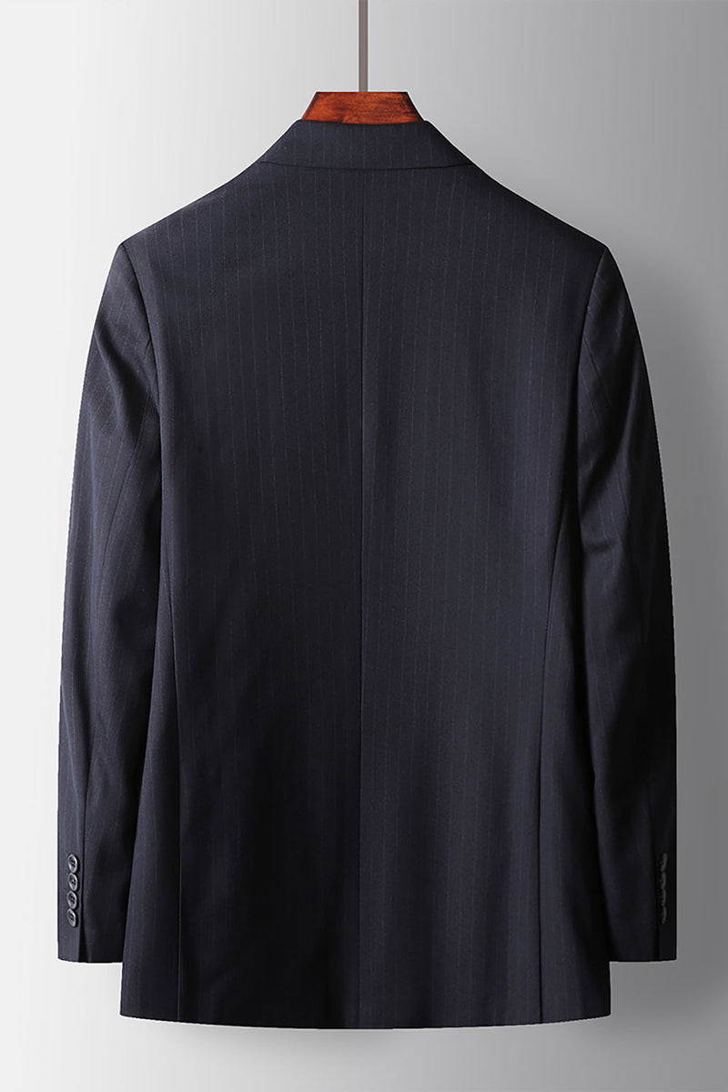 Load image into Gallery viewer, Navy Peak Lapel Striped 2 Piece Prom Men's Suits