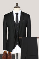 Load image into Gallery viewer, Black 3 Piece Notched Lapel Prom Men's Suits