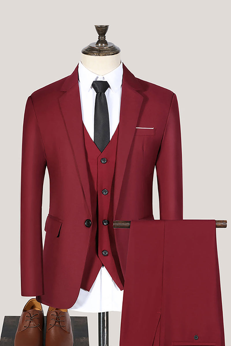 Load image into Gallery viewer, Black 3 Piece Notched Lapel Prom Men's Suits