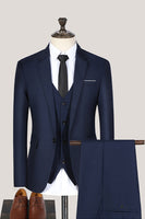 Load image into Gallery viewer, Black 3 Piece Notched Lapel Prom Men's Suits