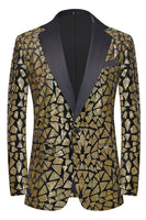 Load image into Gallery viewer, Sparkly Sequins Black Golden 2 Piece Prom Men's Suits