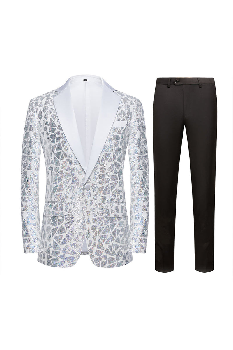 Load image into Gallery viewer, Sparkly Sequins Black Golden 2 Piece Prom Men's Suits