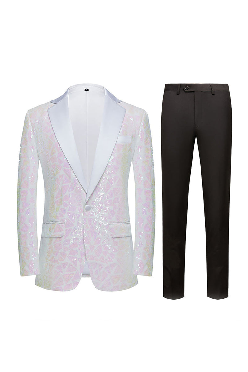 Load image into Gallery viewer, Sparkly Sequins Black Golden 2 Piece Prom Men's Suits