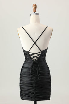 Sparkly Black Tight Cut Out Short Prom Dress with Rhinestone